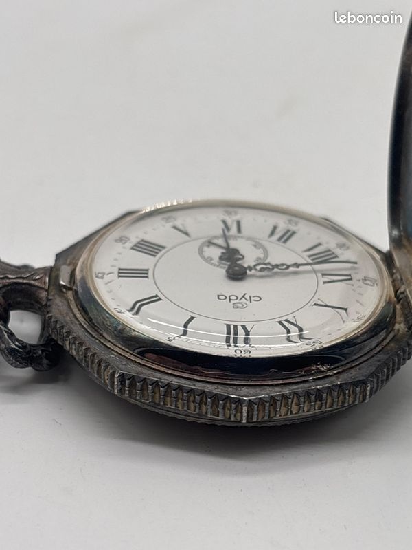 Montre à gousset Clyda ancienne avec chaîne cadran romain à restaurer #C68 (image 5)