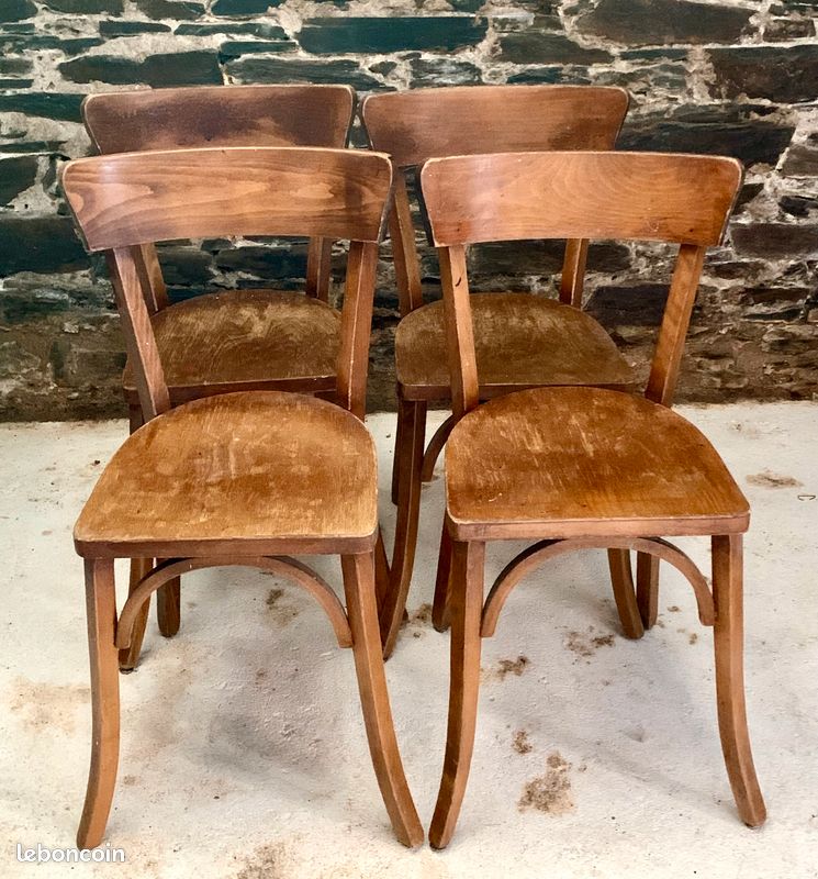Lot de 4 chaises café Bois courbé 1960 (image 1)