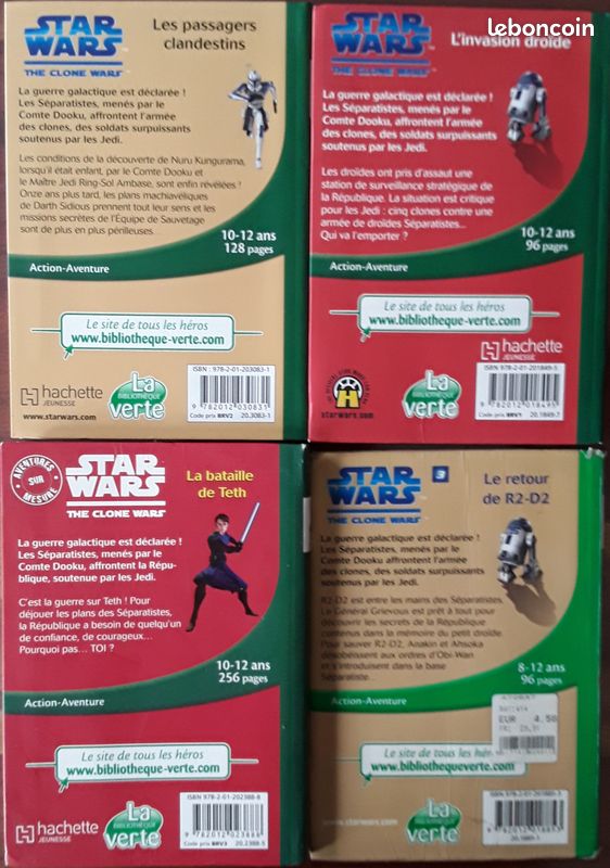 Lot de 4 livres Star wars The clone wars Bibliothèque Verte (image 2)