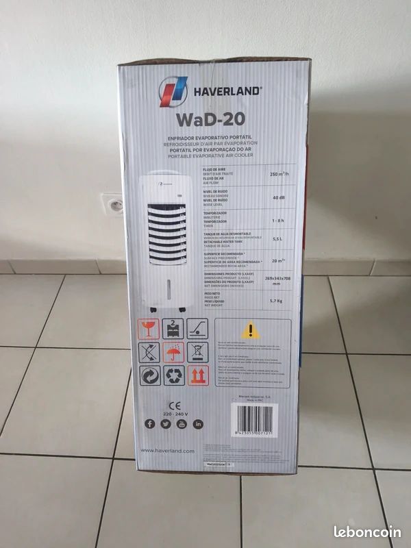 Rafraîchisseur D'air Évaporatif Mobile, 50w, 20 M2, 5.5l, Haverland WAD-20 (image 4)