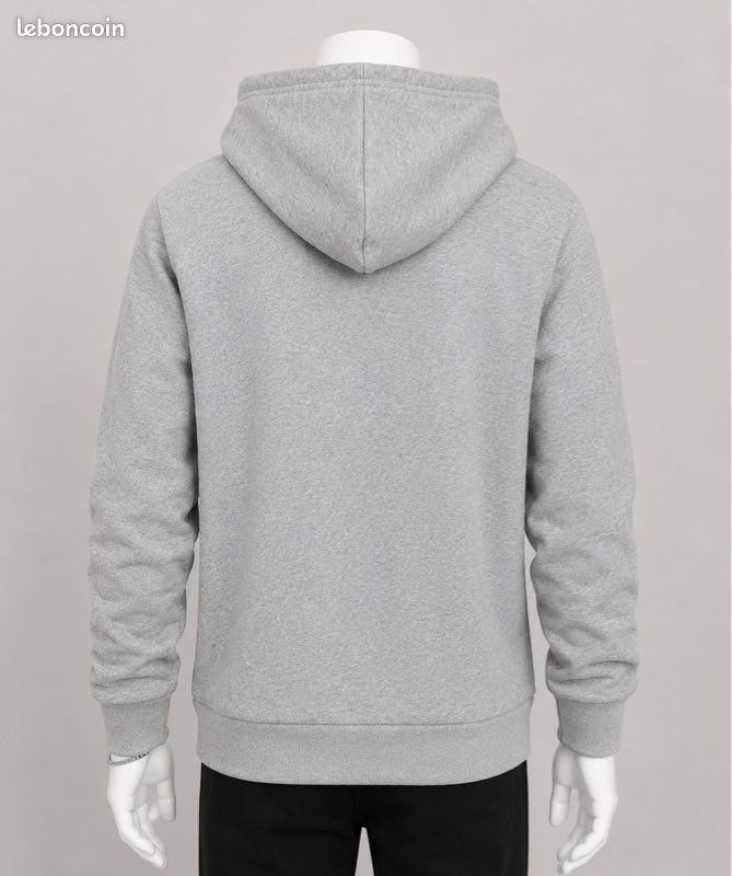 Adidas Originals | Sweat à capuche gris chiné Trefoil logo brodé blanc poche kangourou molletonné | Taille 12 ans | Neuf (image 2)