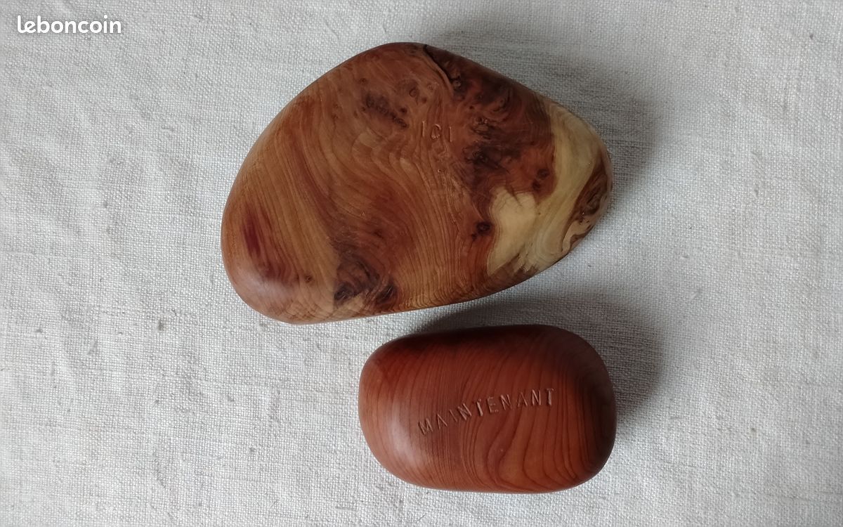 GALETS EN BOIS A MESSAGE - artisanat breton avec inscription ici & maintenant (image 4)