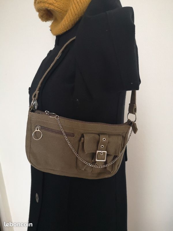 Sac à Bandoulière coton kaki état neuf (image 1)