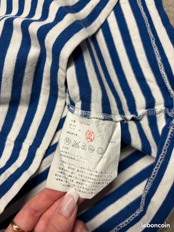 T-shirt manches longues / Longsleeve Comme Des Garçons marine et blanc à rayures | Taille M #SLCM498 (image 6)