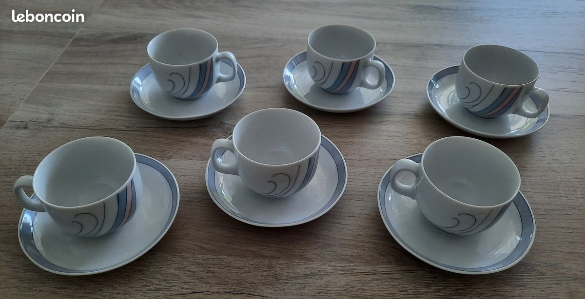 Ensemble 2 Tasses à Café Et Soucoupe + Sucrier – Porcelaine Bleue, Images D’Orient