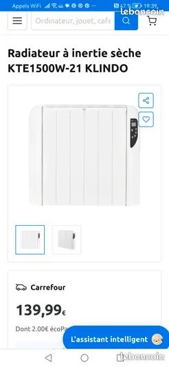 Radiateurs électriques a inertie sèches 1500w (image 2)