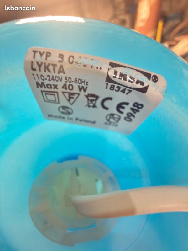 Lampe de table IKEA Lykta verre soufflé bleu – vintage années 90 - Décoration