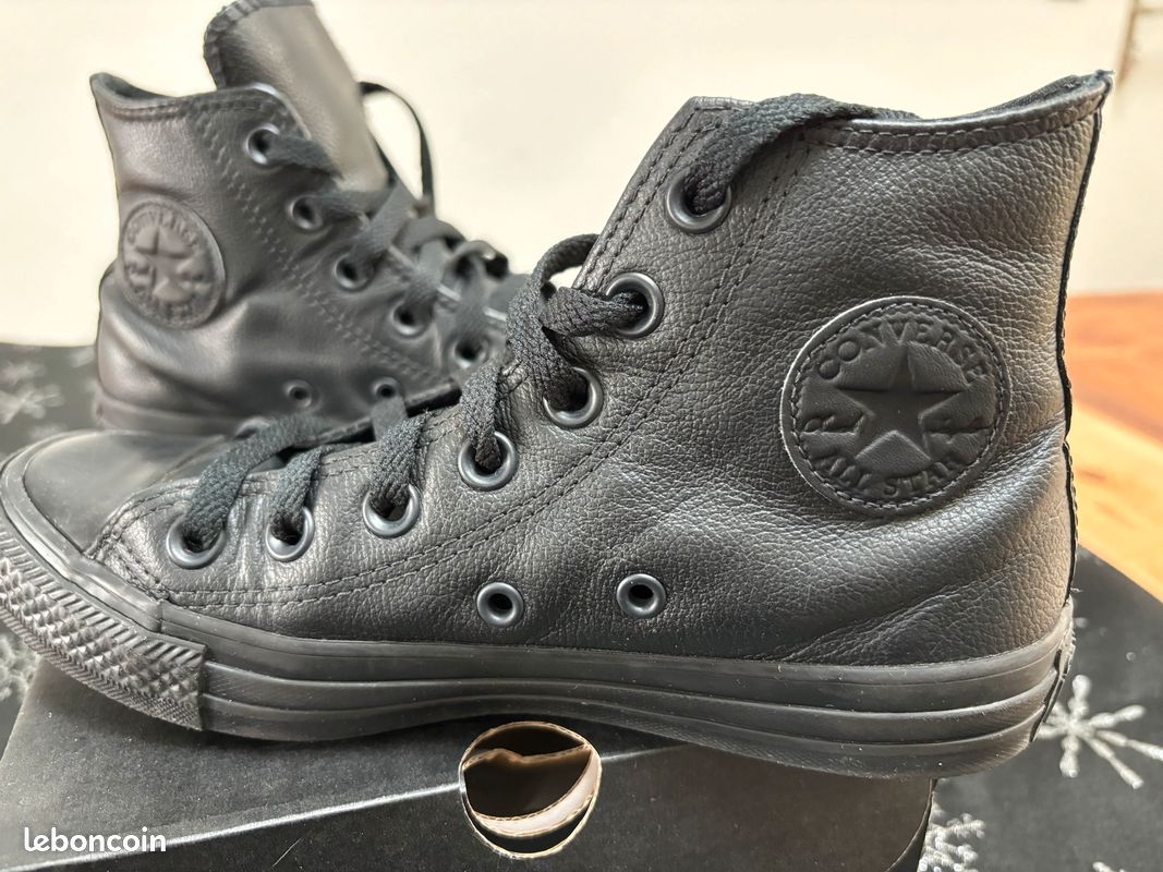 Converse Haute Cuir Noir Femme Converse Noir Femme Basket Converse