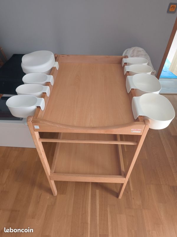 Combelle table a langer margot bois naturel 2 plateaux avec bac et poubelle ikea (image 1)