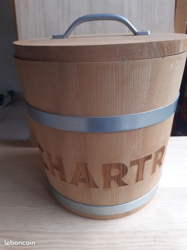 RARE seau à glace bois Chartreuse liqueur original Ice bucket bac glaçons (image 1)