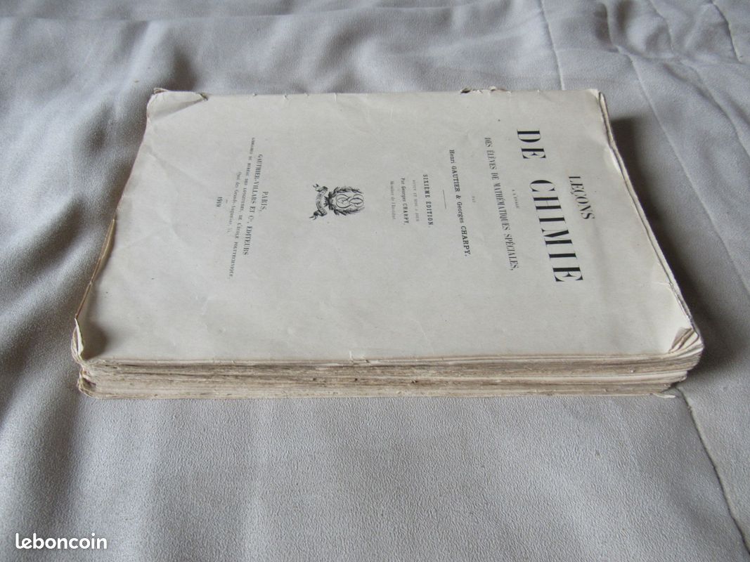 Livre ancien Leçon de chimie Henri Gautier et Georges Charpy 1919 (image 3)