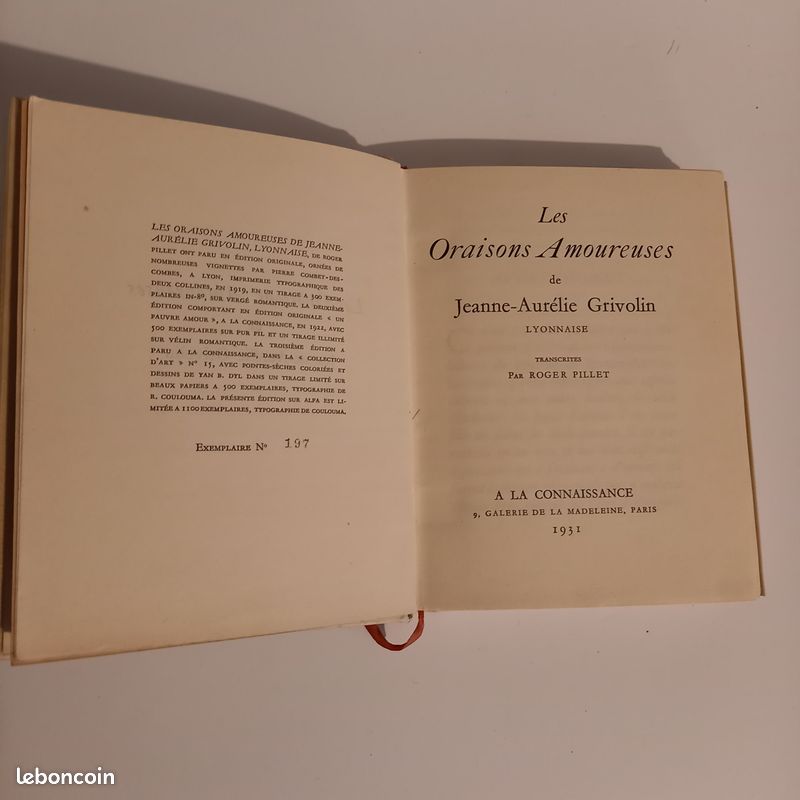 Les oraisons amoureuses de Jeanne Aurélie Grivolin (image 1)