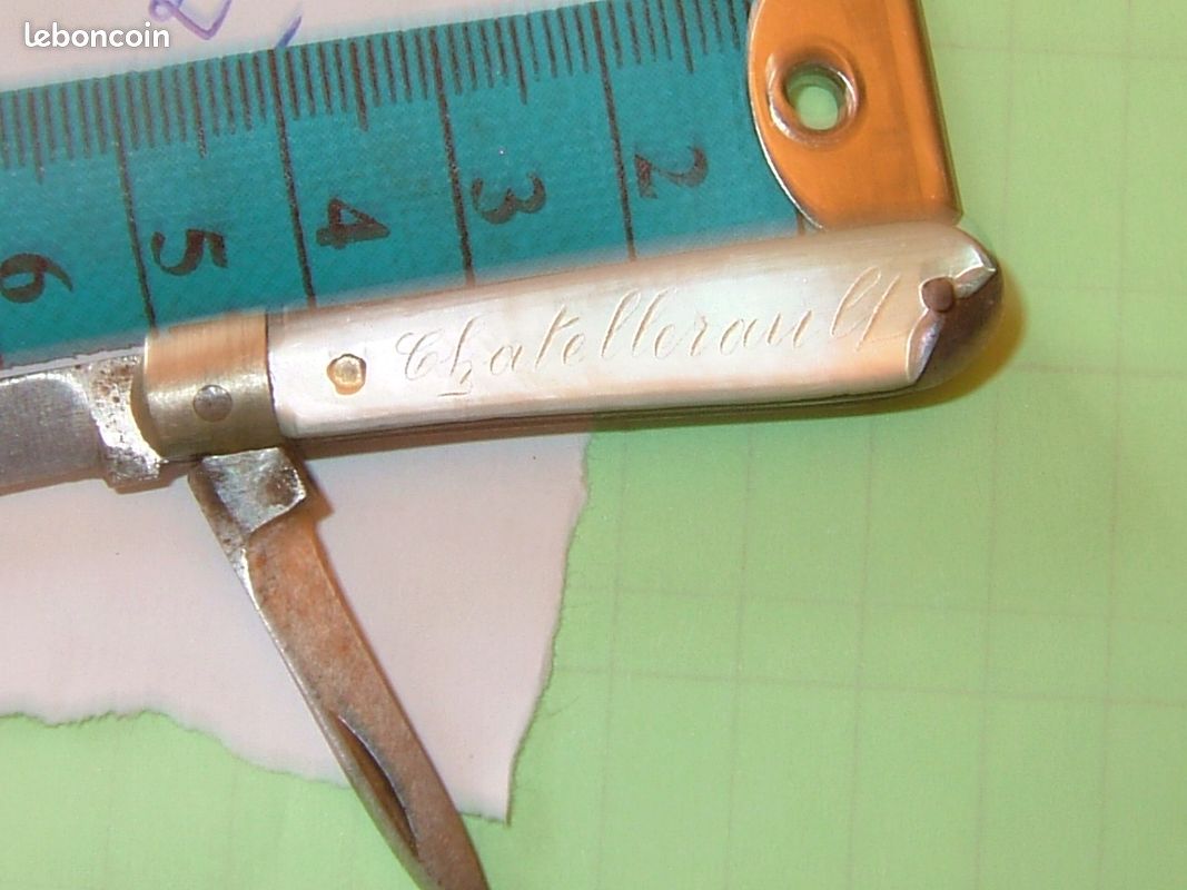 Petit couteau 2 lames, manche nacré "Chatellerault" (image 1)
