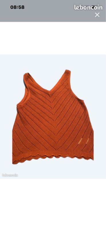 Débardeur Talbots Kids Fille – Couleur Orange Cantaloup, Bordure Tricot, Taille 16, 100% Coton – Neuf Sans étiquettes