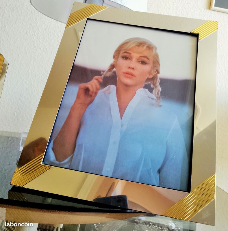 Ancien cadre laiton Art Déco avec vieille photo mariage - Le Grenier de