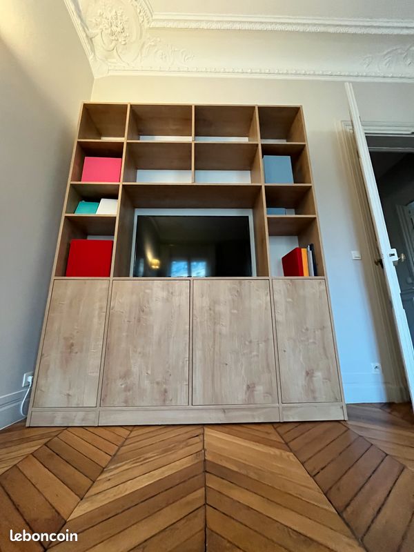 Bibliothèque TV en chêne rustique H250 cm x L195 cm (image 1)