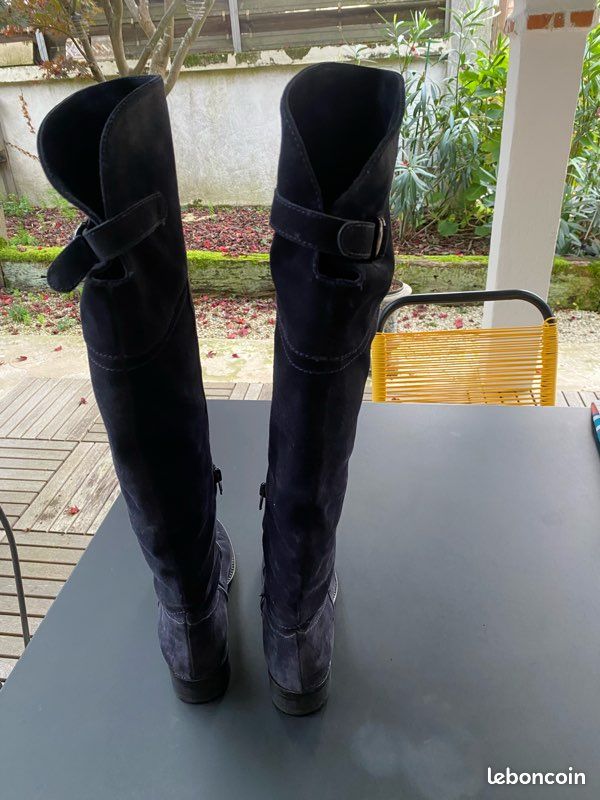 Over The Knee Boots Boots PlissÃ©es Femme Bottes Daim Bleu Bottes