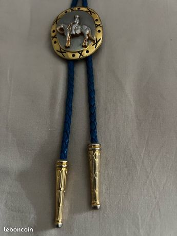Cravate Bolo Western avec étoile classique 3,8 cm Ornement Concho Finition nickel, Noir, Taille unique