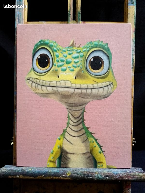 Peinture, caricature animaliere, huile sur toile format 24/30 cm (image 2)