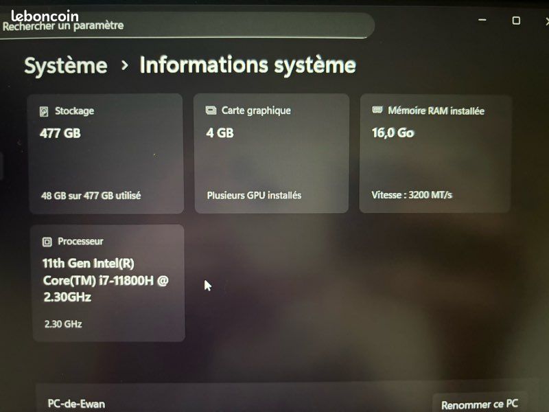 PC Portable MSI GF63 (image 3)