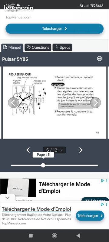 Montre waterproof pulsar 5Y85-X001 Montres Bijoux
