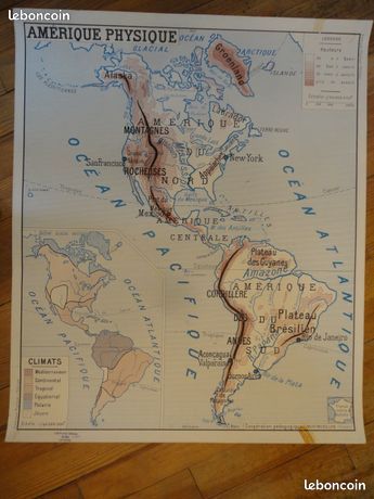 9 cartes d'écoles anciennes Rossignol double face vintage années 60 régions pays monde continent (image 14)