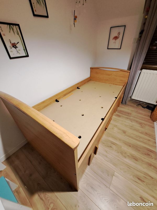 Lit en bois 90 x 200 MONTANA Gami Made in France (image 1)