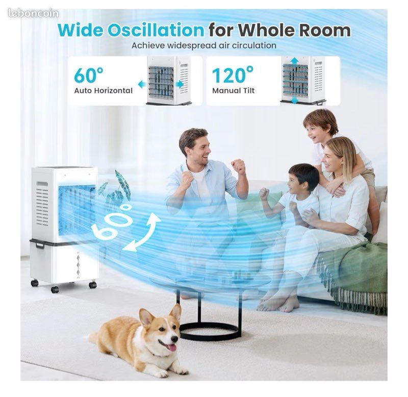 Climatiseur Mobile sans Évacuation, 12L Rafraîchisseur d'air Portable 6 Vitesses, 3 Modes, Minuterie 24H, Télécommande, 40 dB Silencieux Climatiseur Mobile sans Tuyau Ventilateur pour Chambre Bureau Climatiseur Mobile sans Évacuation, 12L Rafraîchisseur d'air Portable 6 Vitesses, 3 Modes, Minuterie 24H, Télécommande, 40 dB Silencieux Climatiseur Mobile sans Tuyau Ventilateur pour Chambre Bureau