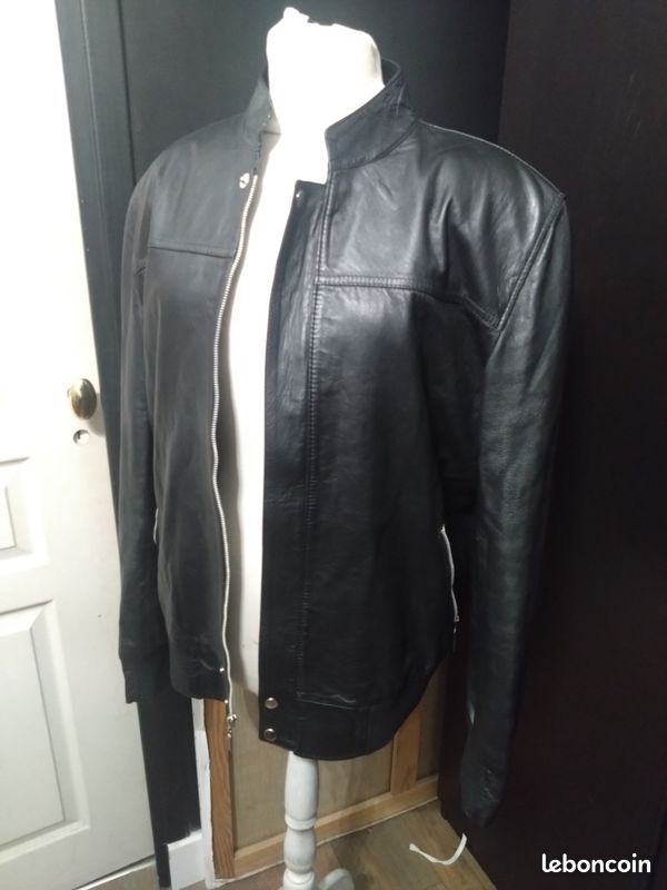Blouson en cuir noir Mario Hernández T 42 (image 1)