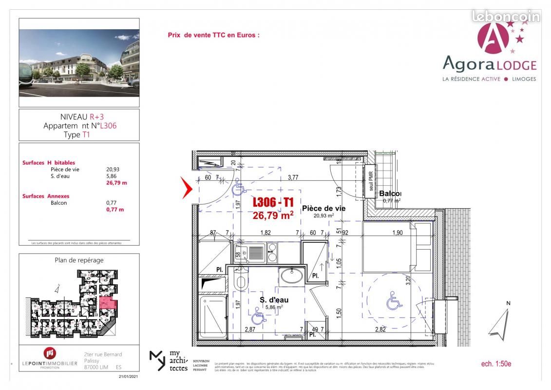 Appartement 1 pièce 26 m² - Limoges 87100 (image 2)