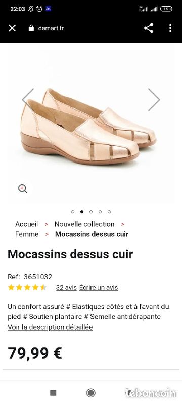 Mocassins dessus cuir Damart (image 1)