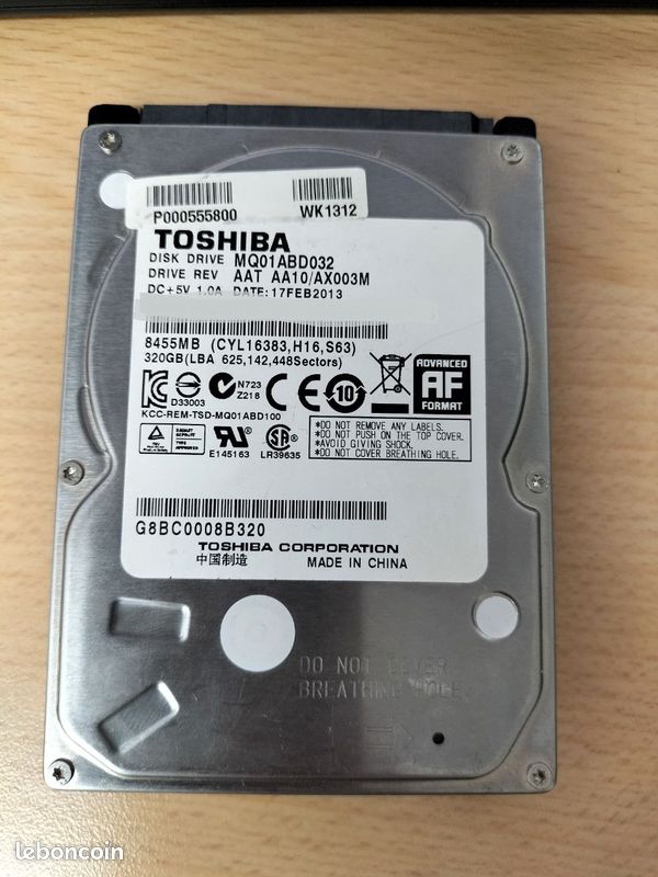 Disque dur toshiba 320 GB 2.5 (image 1)