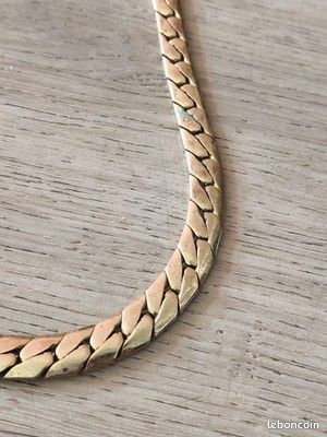 Collier chaîne à maillons, acier inoxydable, vintage plaqué or, court, plaqué or large chaîne années 80 80s 4 rangs rétro élégant