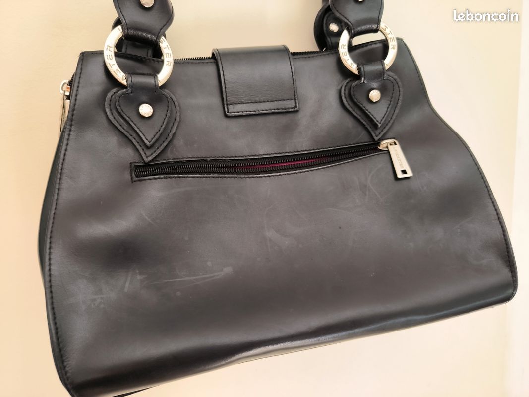 Sac à Main Lancaster Vintage En Tissu Noir - Dimensions 42 X 28 X 15 Cm - Cabas Avec Plusieurs Rangements - Occasion