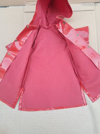 MANTEAU CIRÉ ROUGE de la tenue Giboulée 1977 vestiaire cathy cathie de bella EUR 19,00 - FR