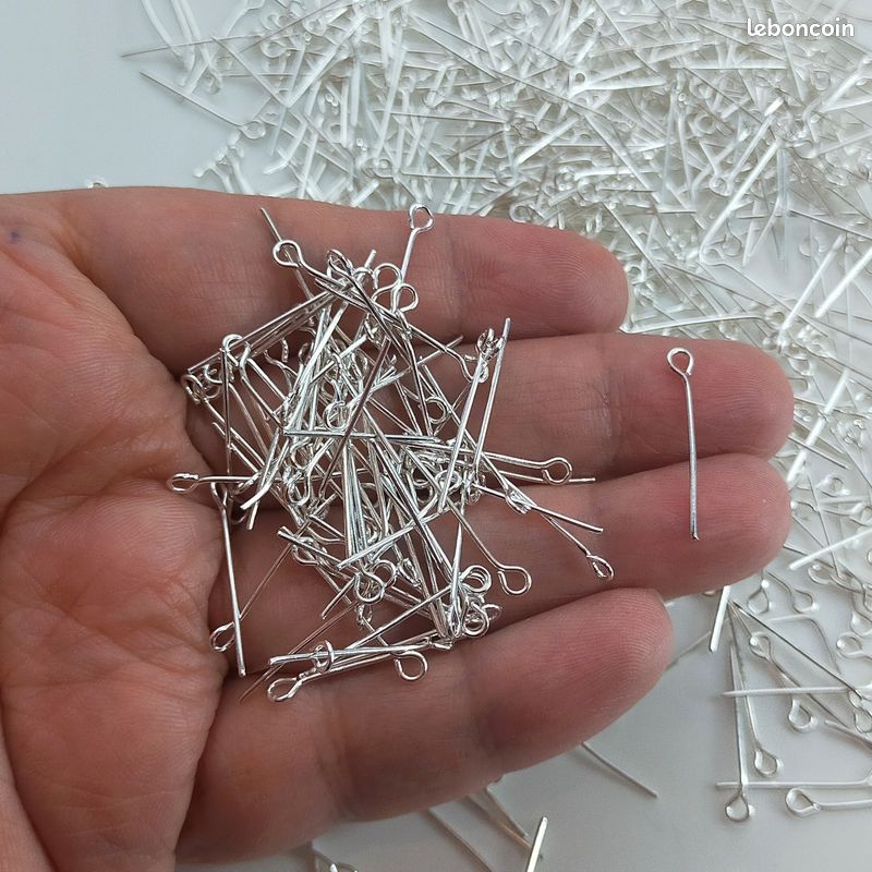 Lot De 100 Tiges/Clous à Œil 25mm X 0,8mm – Acier Inoxydable, Inox – Couleur Gris-Métal – Neuf, Origine Chine