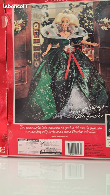 Poupée Barbie Joyeux Noël Happy Holidays 1995 Blonde (image 3)