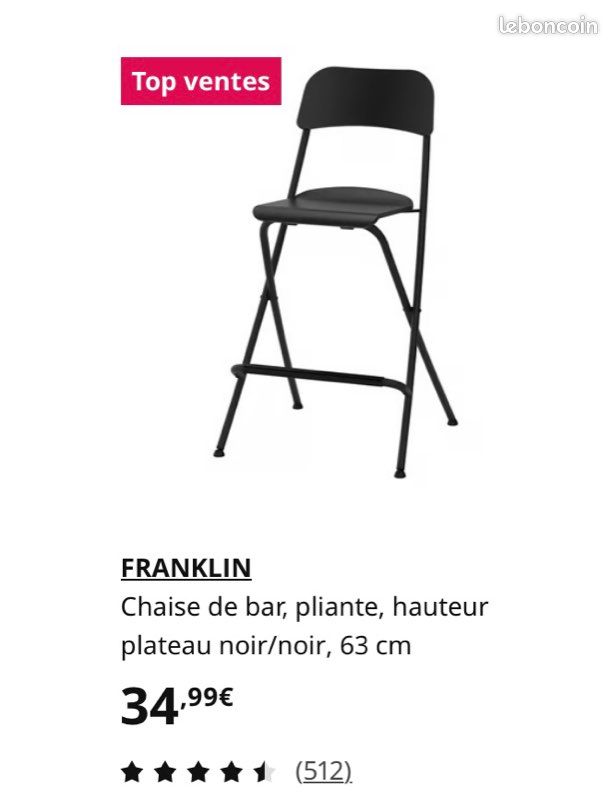 Tabouret IKEA franklin noir (image 9)
