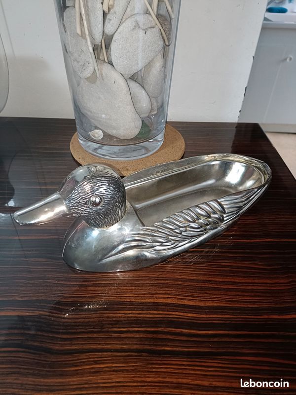 Plat à Foie Gras Vintage – Inox – Motif Canard – Fabriqué En France – Années 50
