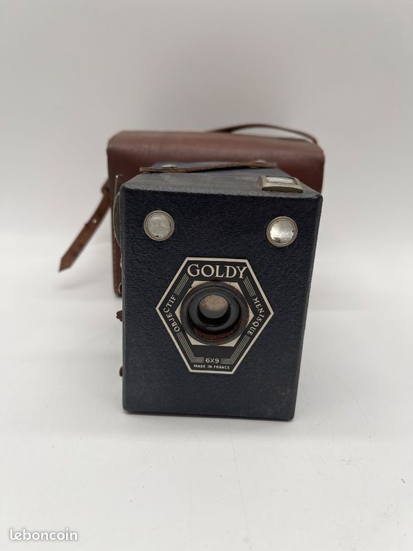Appareil photo vintage Goldy 6x9 boîtier noir avec étui cuir France #zz35 (image 1)