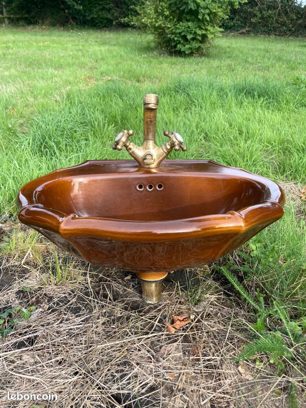 Lave main en pierre de marbre à poser 35 cm crème