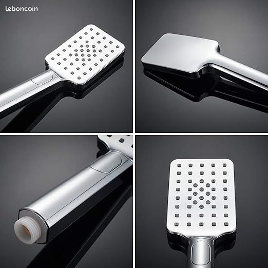 Douchette à Main Carré, Douche de main Pomme de Douche, pommeau de douche Argent Interface 1/2 pouce (image 7)