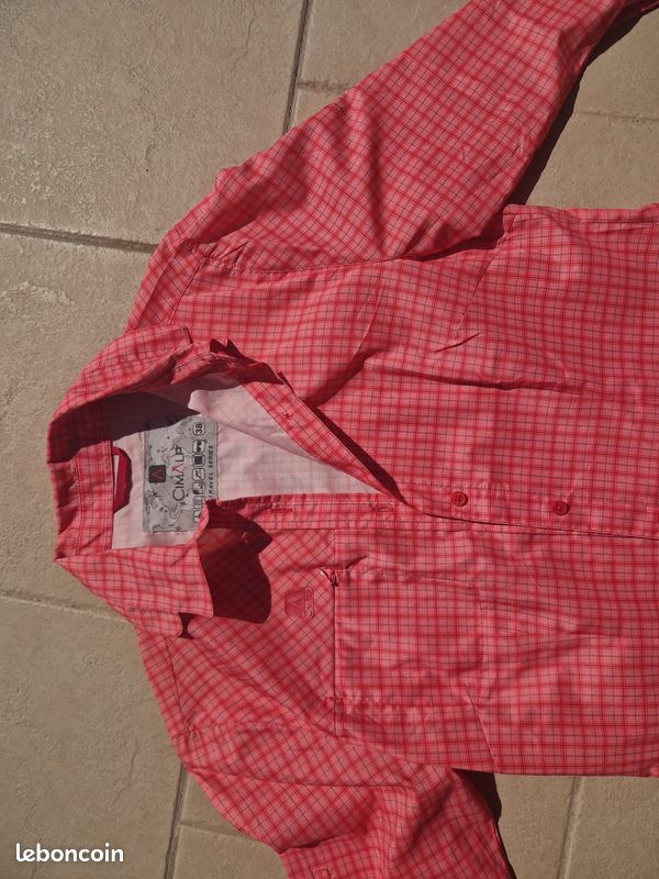 Chemise L.L. Bean Femme, Lavande, 100% Lin, Manches Courtes, Poche, M