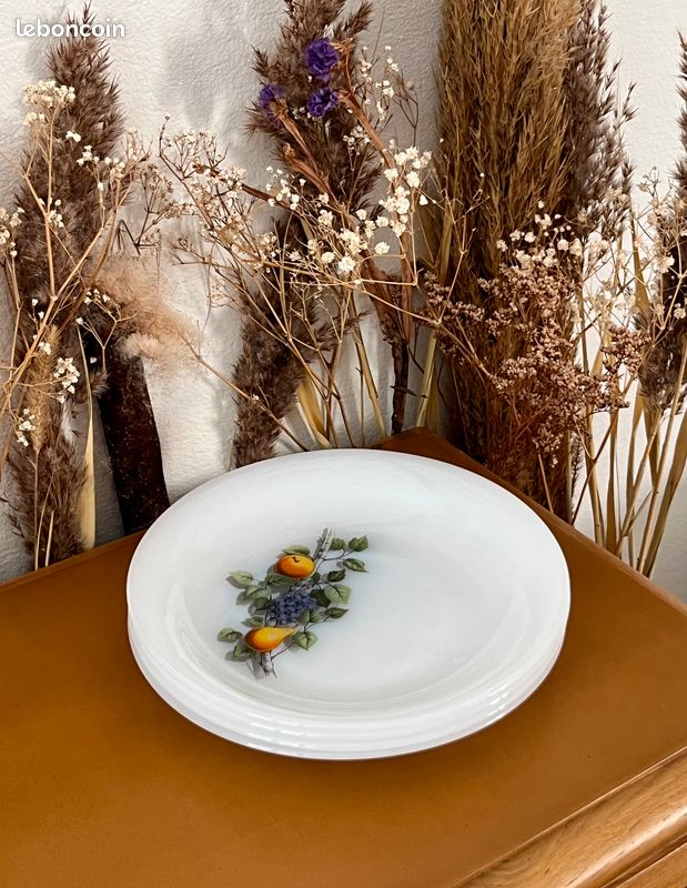 Lot De 7 Assiettes Creuses Arcopal Vintage – Thème Automne, Légumes