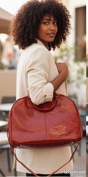 Sac Bandoulière Vintage DESMO En Cuir Rouge - Marque JC Monderer - Occasion