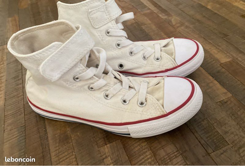 Converse montantes blanches lacets+scratch Chaussures