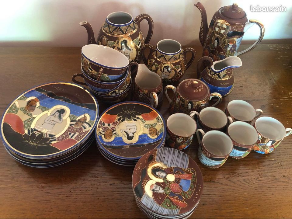 Service de Vaisselle en porcelaine Satsuma avec motifs japonais (image 2)