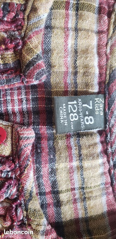 Chemise tunique à carreaux bordeauxet moutarde 7-8ans Zara kids (image 3)