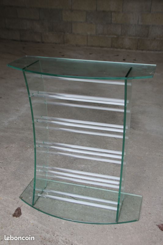 Petit meuble verre pour Wi fi avec étagères rangements divers (image 2)