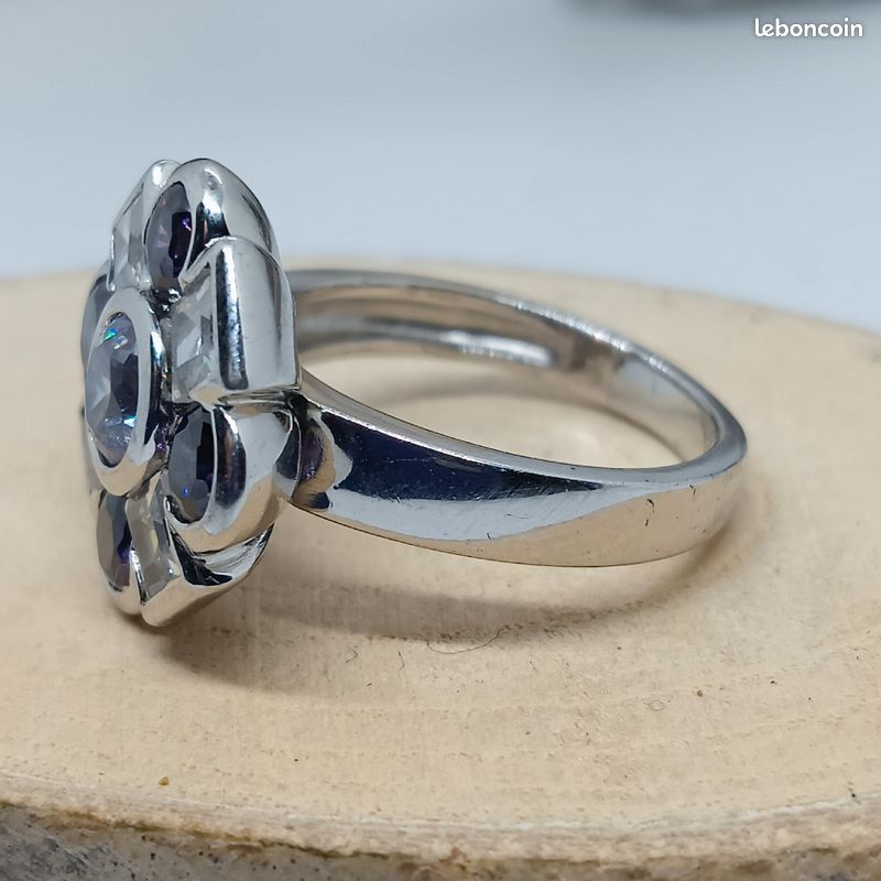 Bague en argent 925 rhodié avec zirconium (image 6)